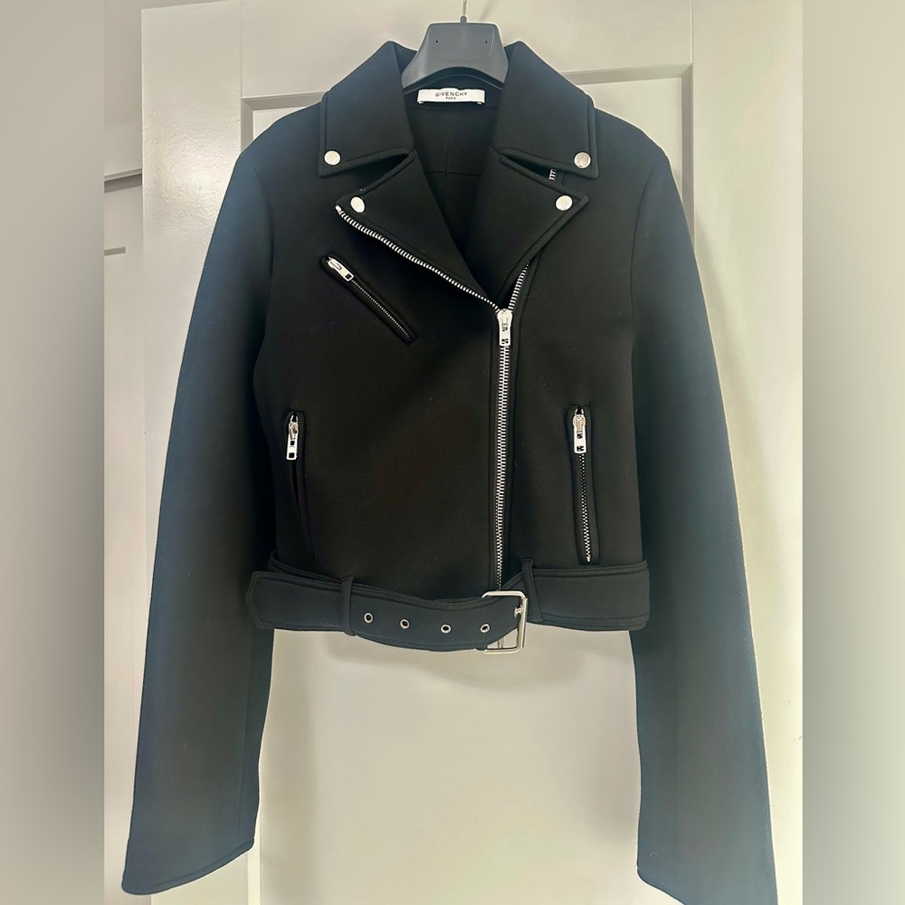 Givenchy Neoprene Black Biker Moto Jacket 42